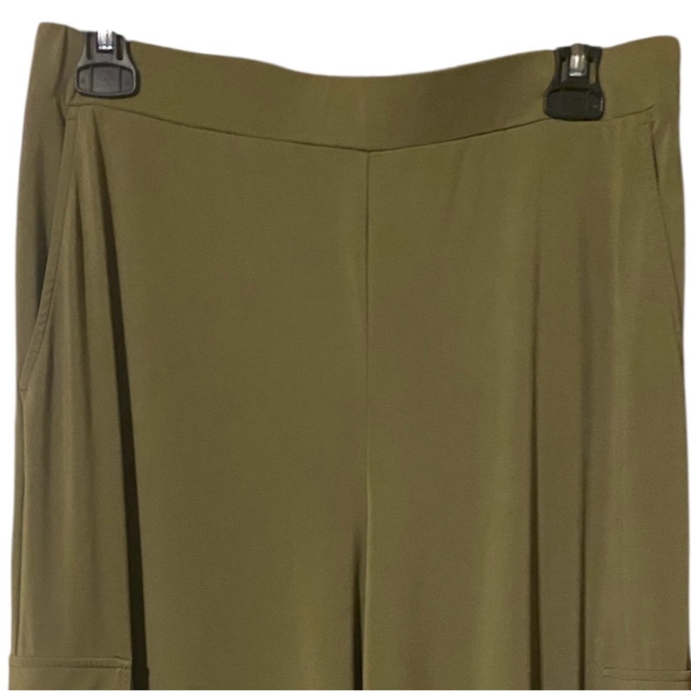 Lisa Rinna Pull-On Wide Leg Cargo Pants Women Small Green Comfy Lounge Lagenlook - Picture 11 of 15